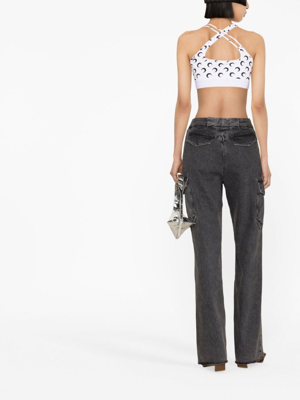 Crescent Moon-print crop top - 4