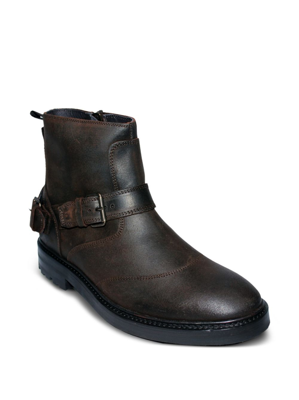 buckle-strap leather boots - 2