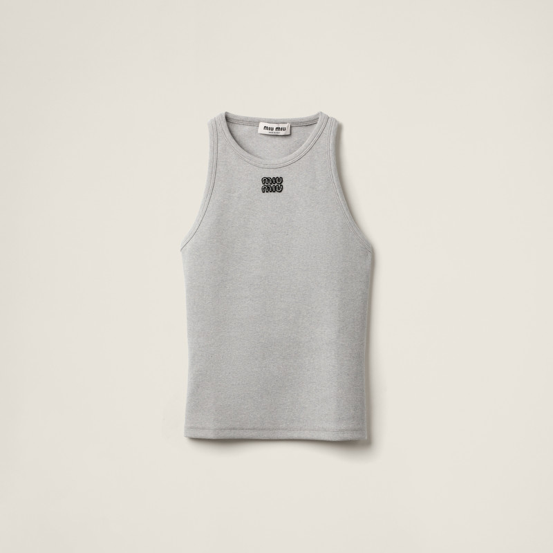 Ribbed jersey racer top 1