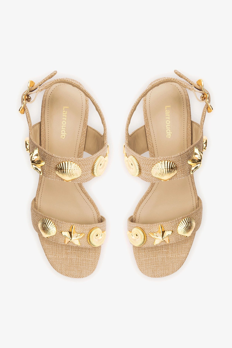 Madison Block Sandal Beige Raffia 6