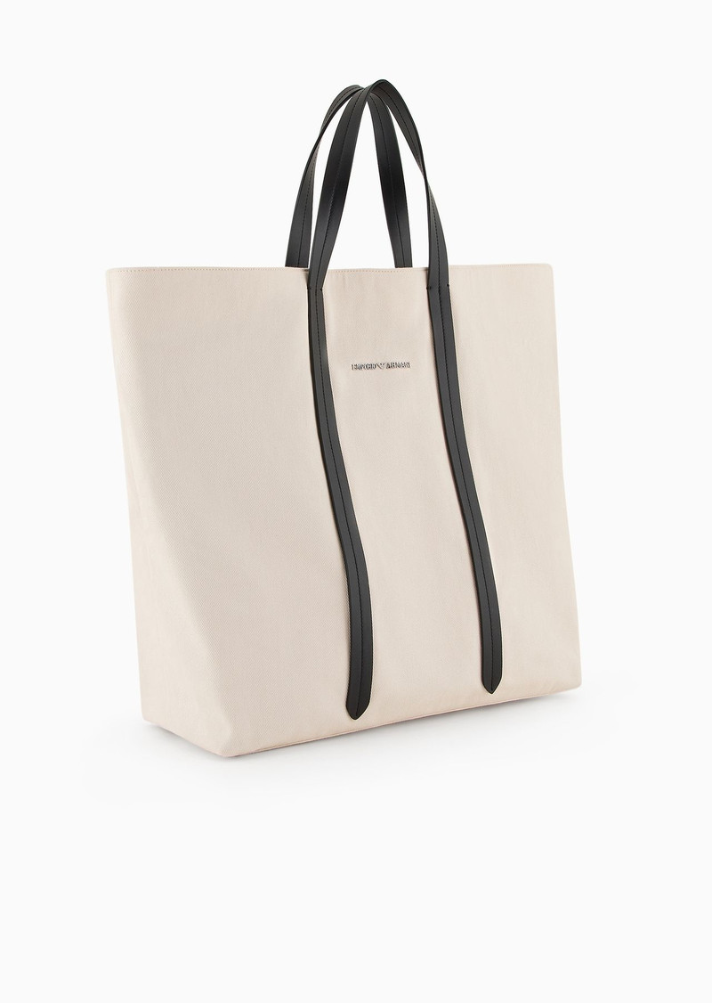 EMPORIO ARMANI Canvas shopper bag with shoulder strap outlook