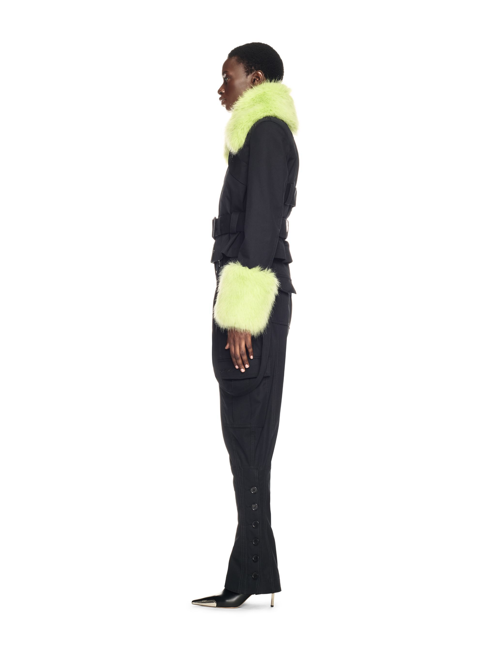Black Cotton Straps Cargo Pants - 3