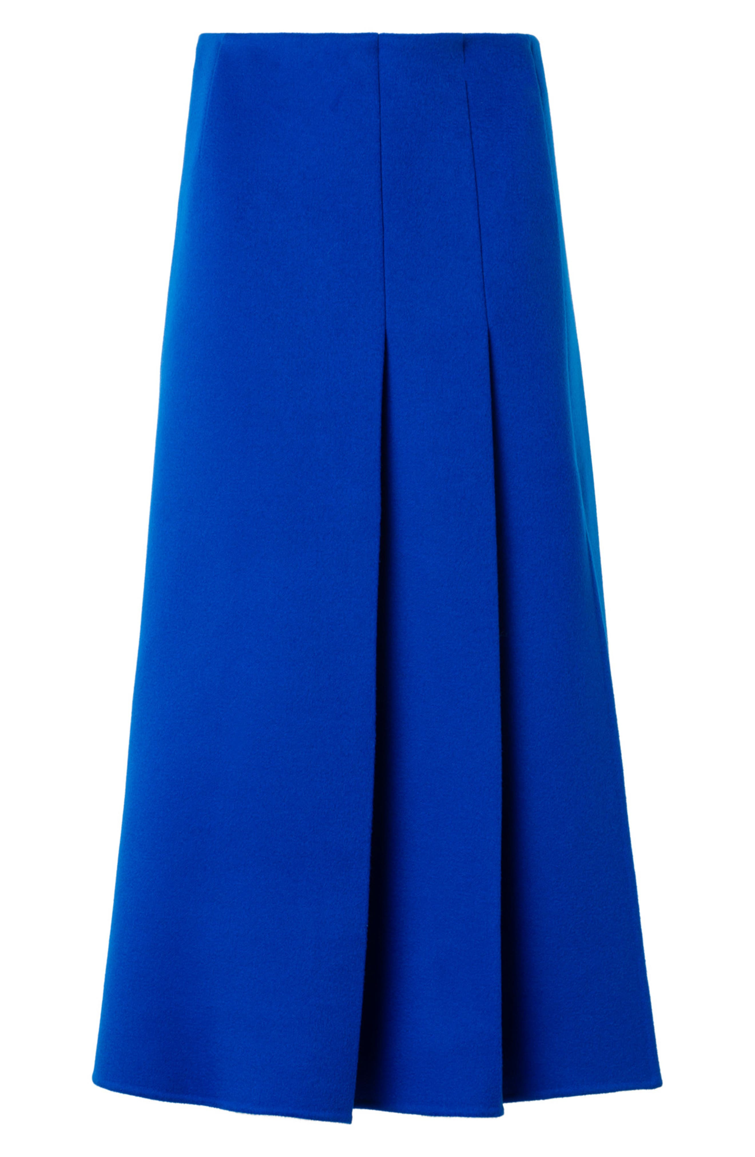 Akris Pleated Virgin Wool Flannel Midi Skirt in Royal Blue at Nordstrom - 5
