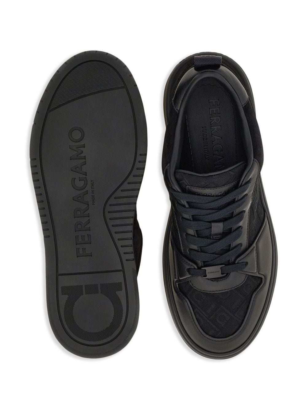 panelled leather sneakers - 5