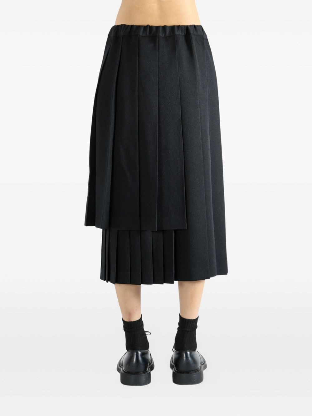 pleated asymmetric midi skirt - 3