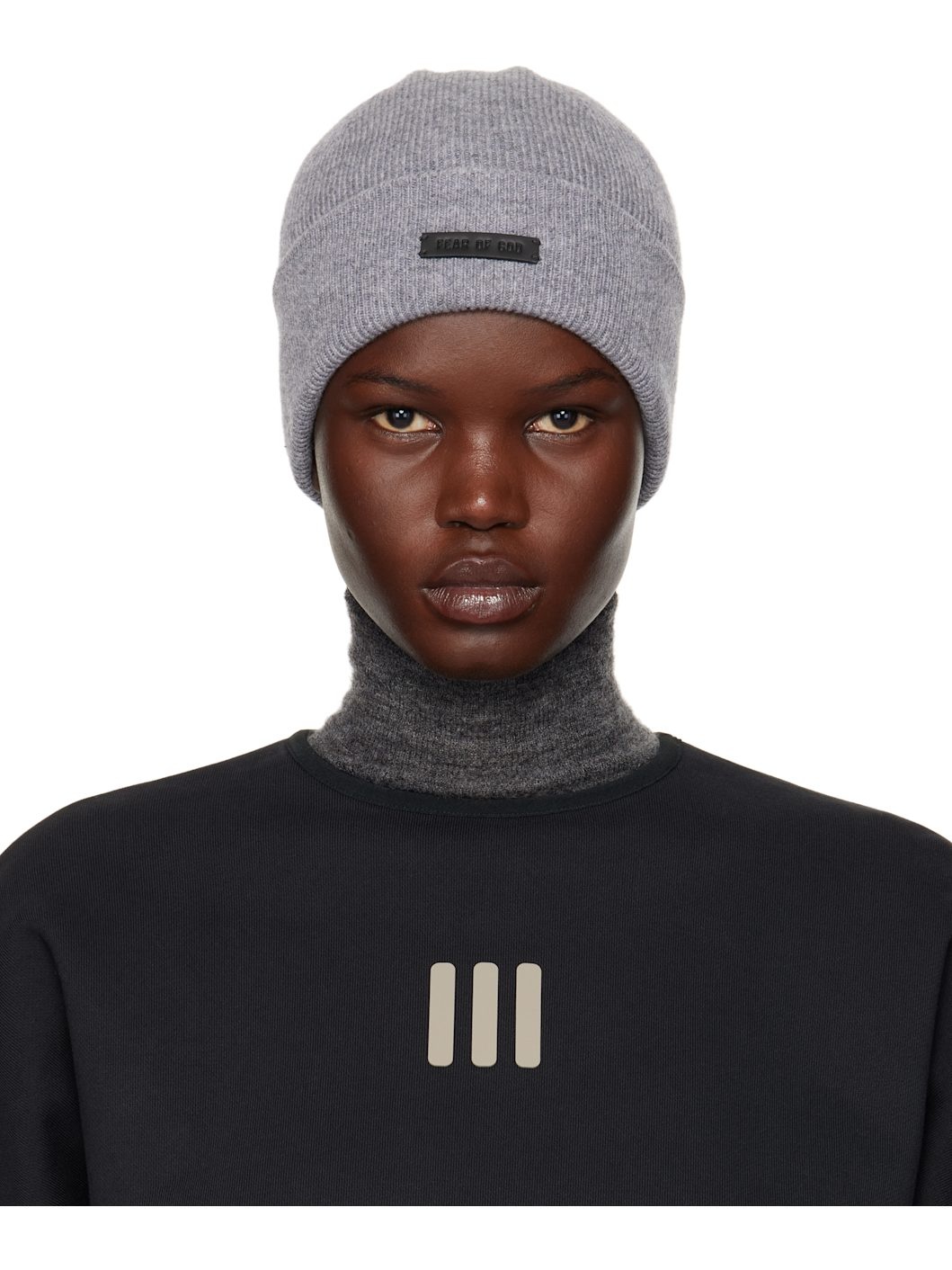 Gray Cashmere Beanie - 1