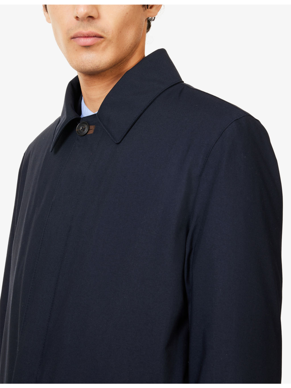 Pointed-Collar Detachable-Lining Waterproof Jacket - 5