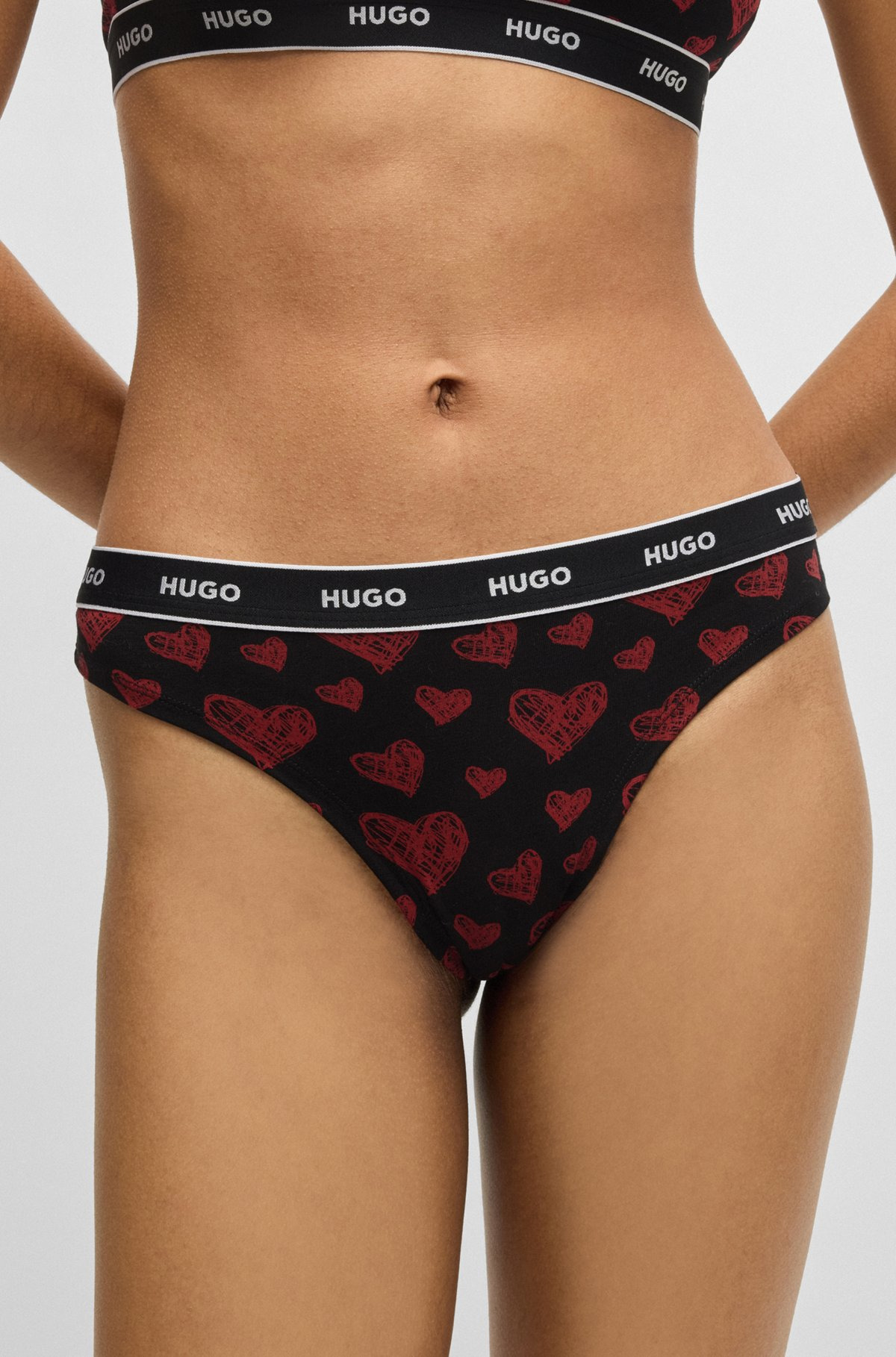 THREE-PACK OF STRETCH-COTTON THONGS WITH LOGO WAISTBANDS - 4