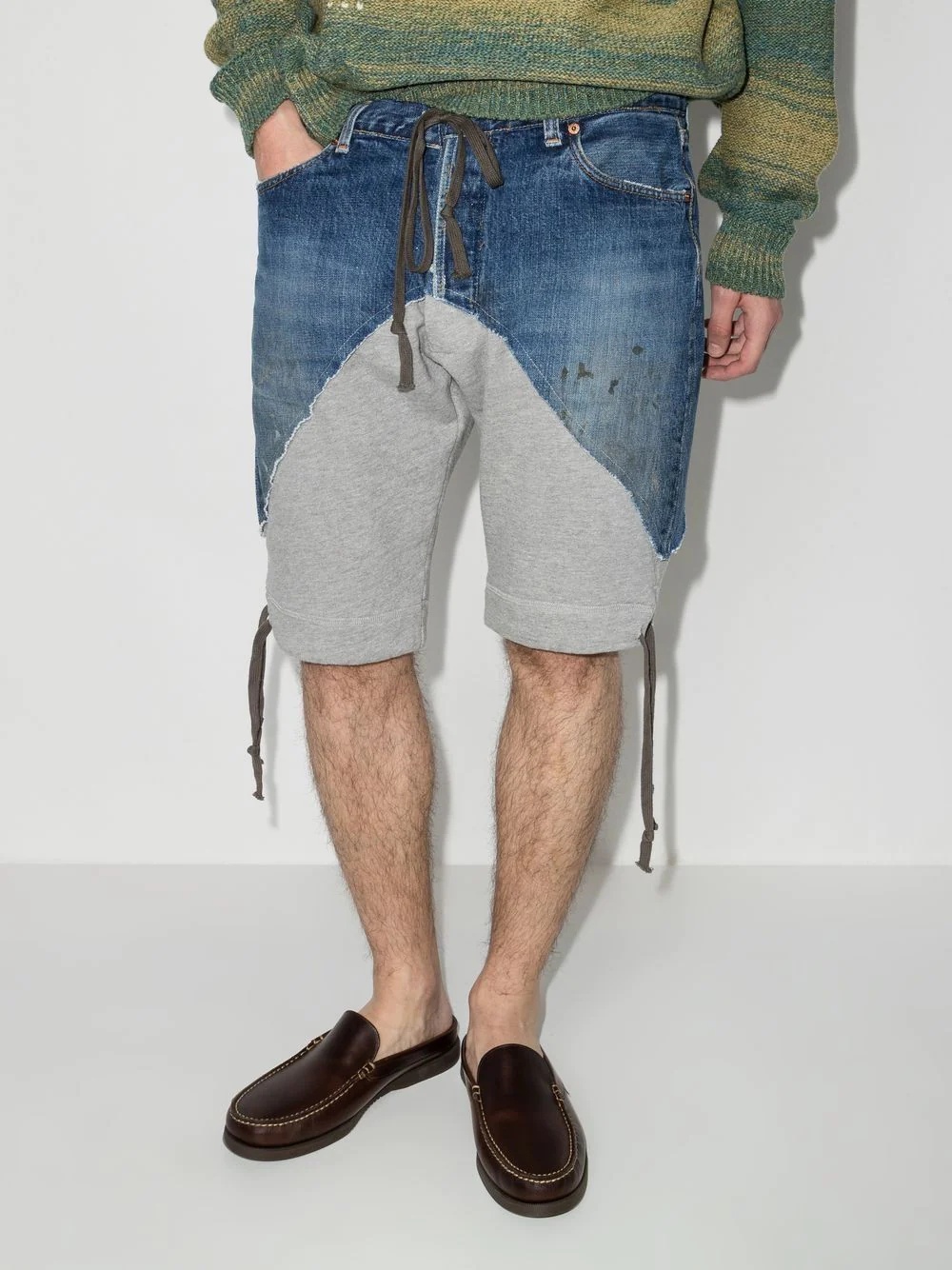 distressed-effect panelled shorts - 2