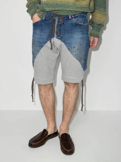 Greg Lauren distressed-effect panelled shorts outlook