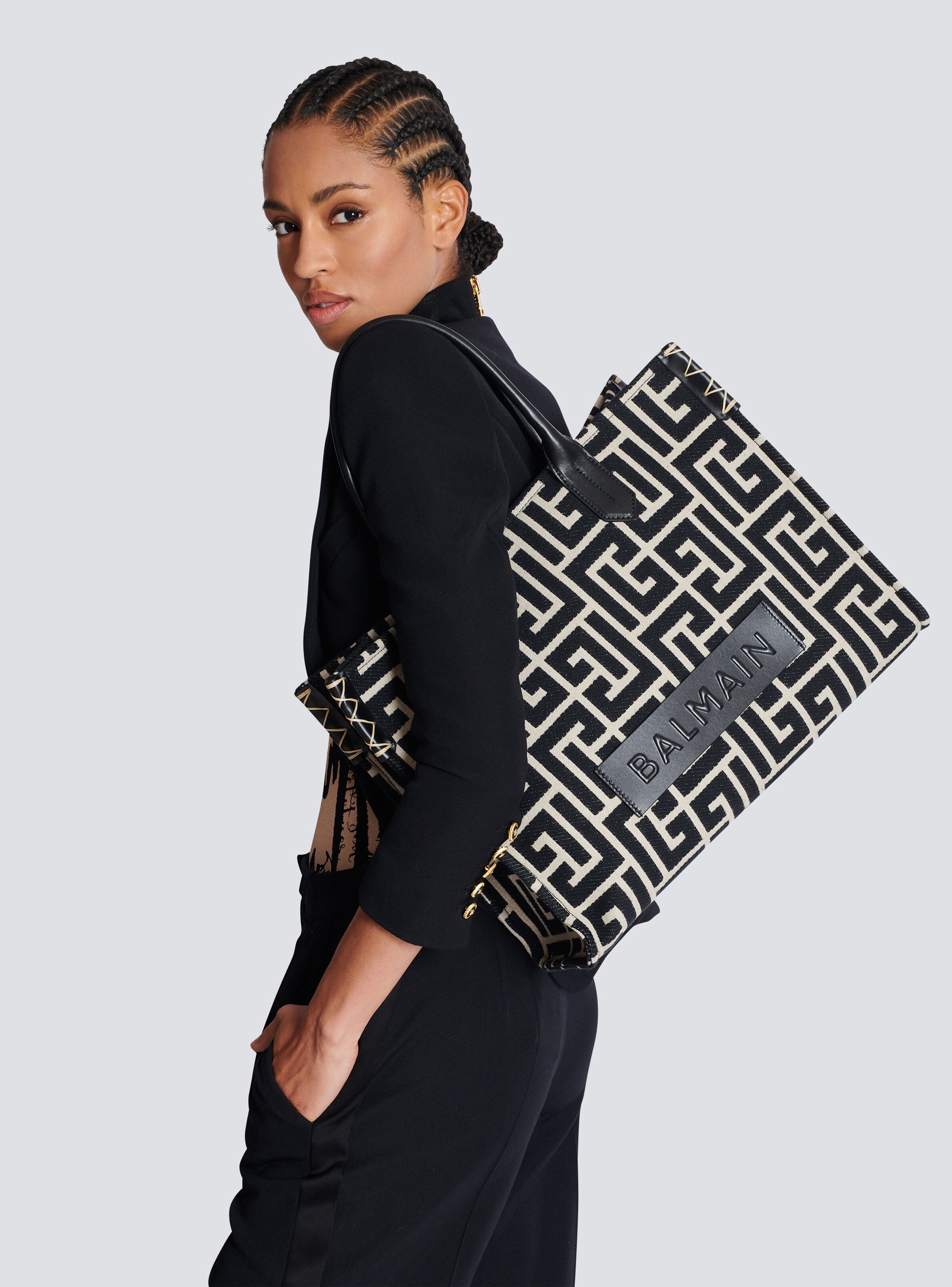 B-Army 42 monogram jacquard and leather Tote bag - 8