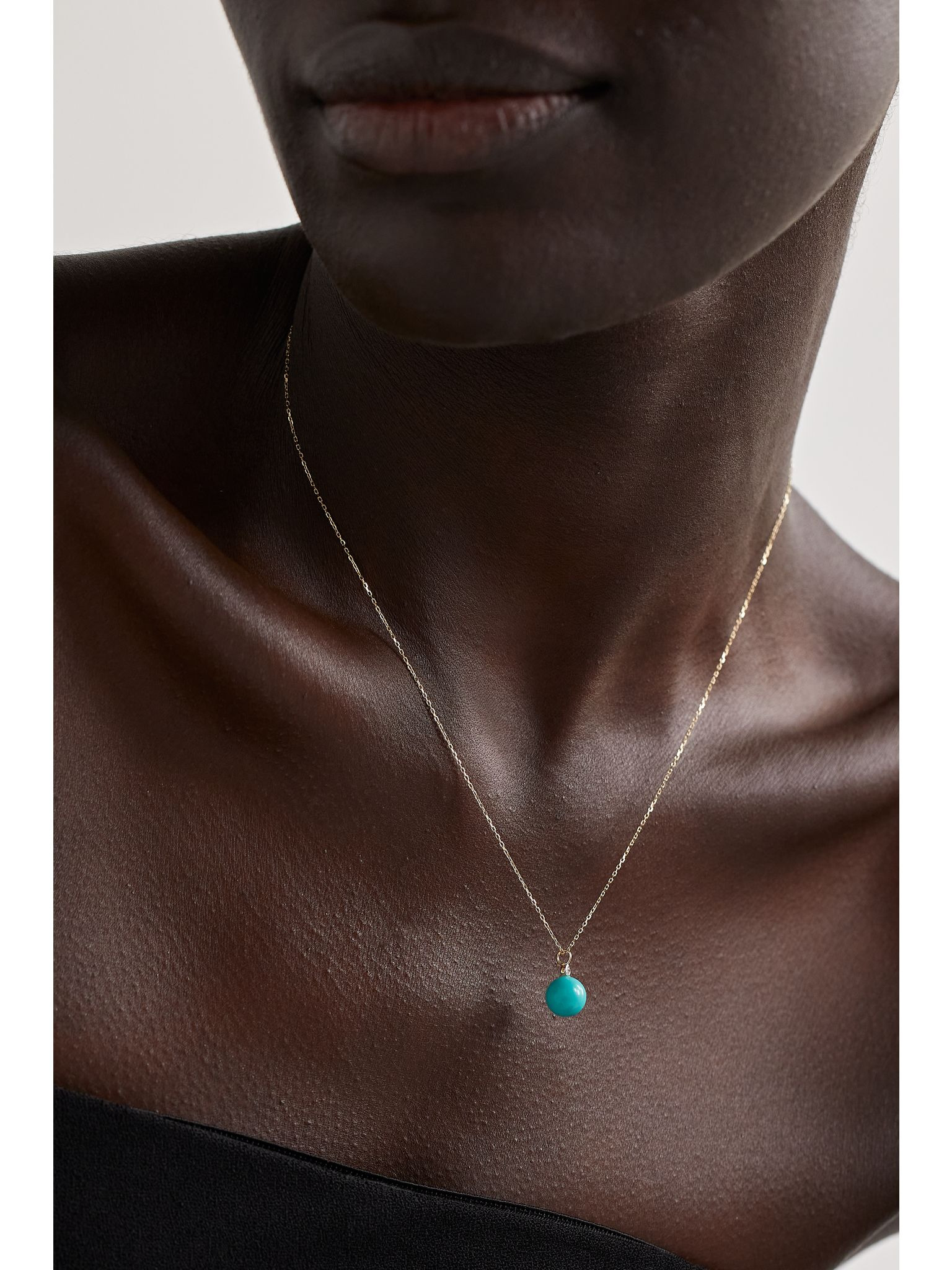 14-karat gold, turquoise and diamond necklace Turquoise - 2