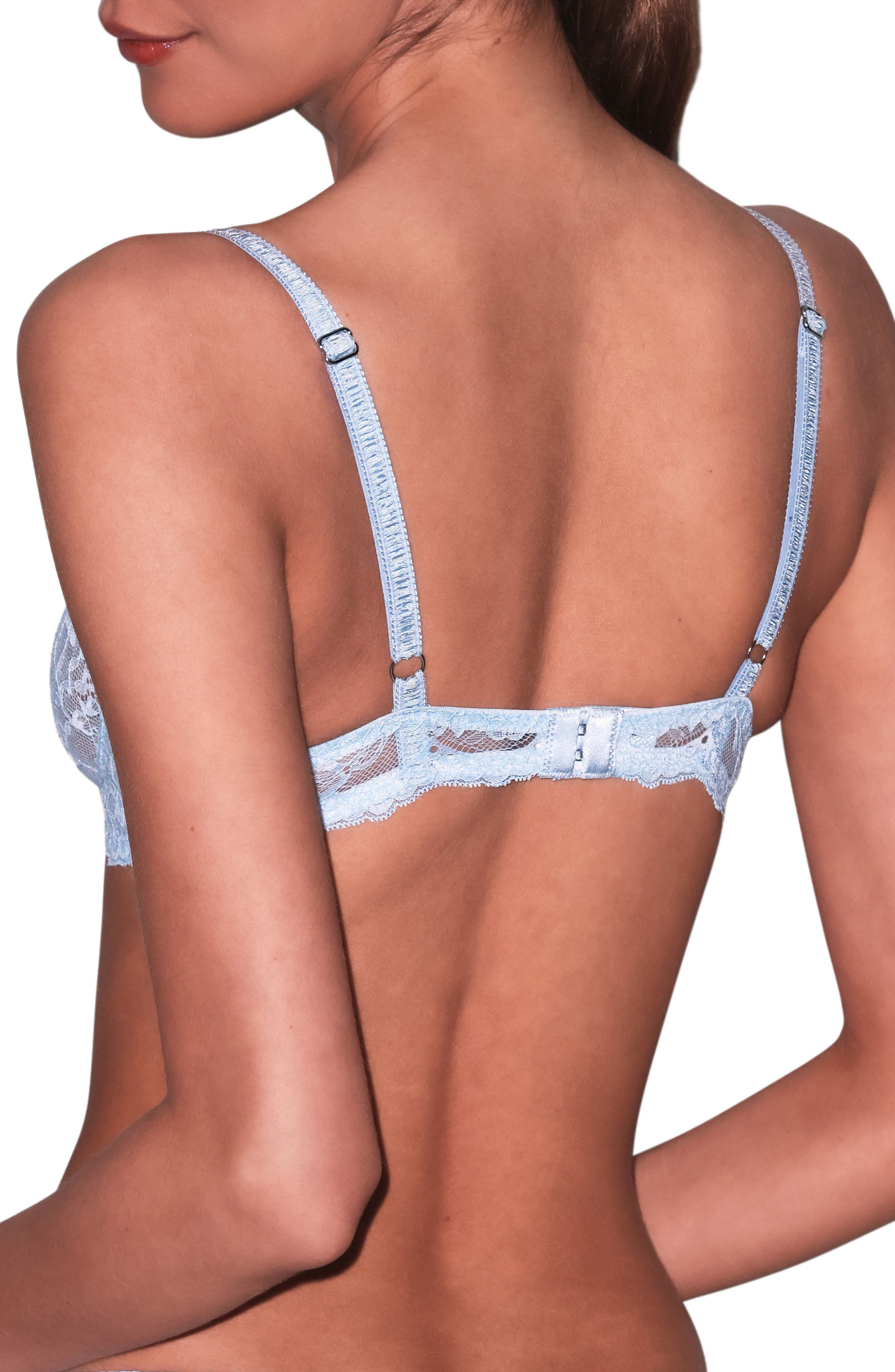 Fleur Du Mal Bianca Lace Underwire Balconette Bra in Forget Me Not at Nordstrom - 2