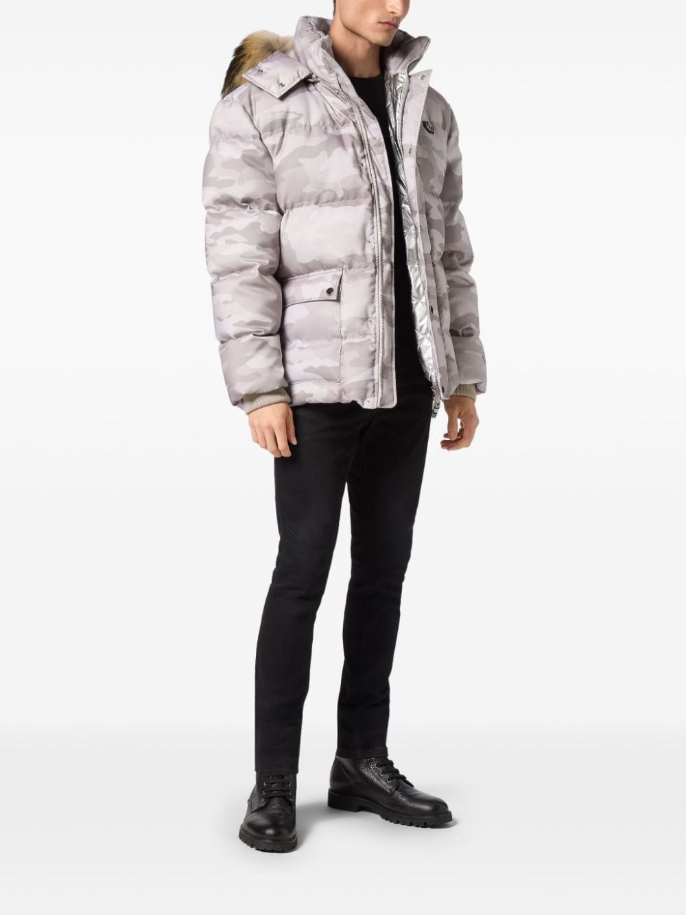 camouflage-print padded parka coat - 2