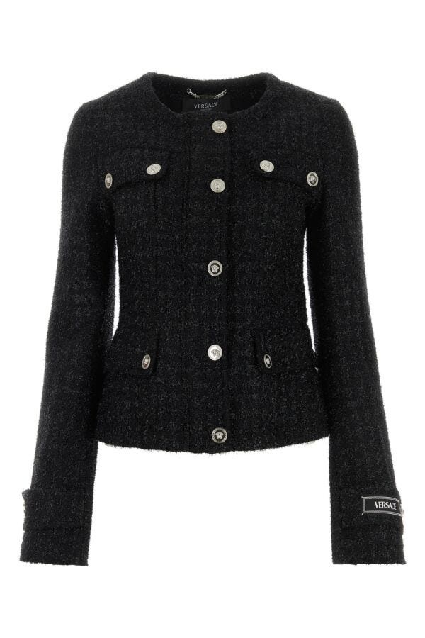 ジャケット VERSACE FW23 Black tweed blazer (10108571A06545 1B000) VERSACE Versace Women Black Tweed Blazer | luosophy | REVERSIBLE