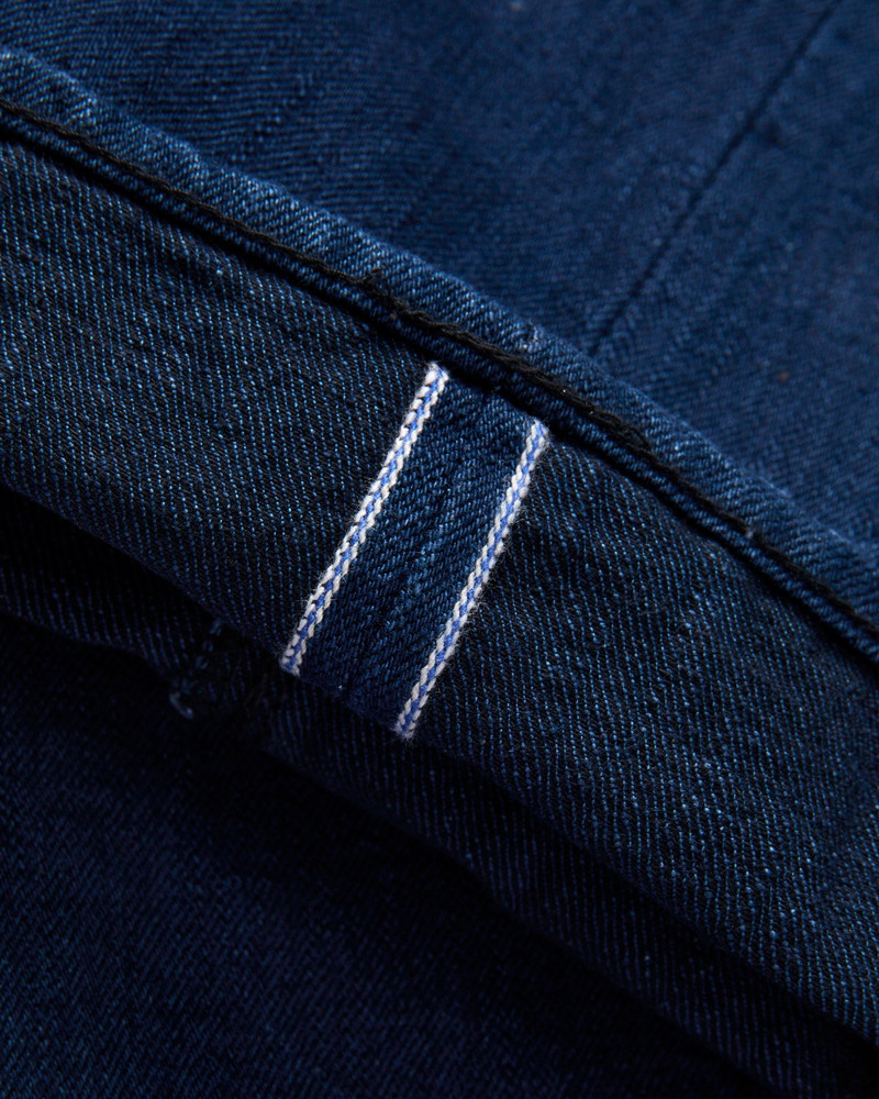 "Oceanic Indigo x Black" 14oz Rinsed Selvedge Denim - Relaxed Tapered Fit 9