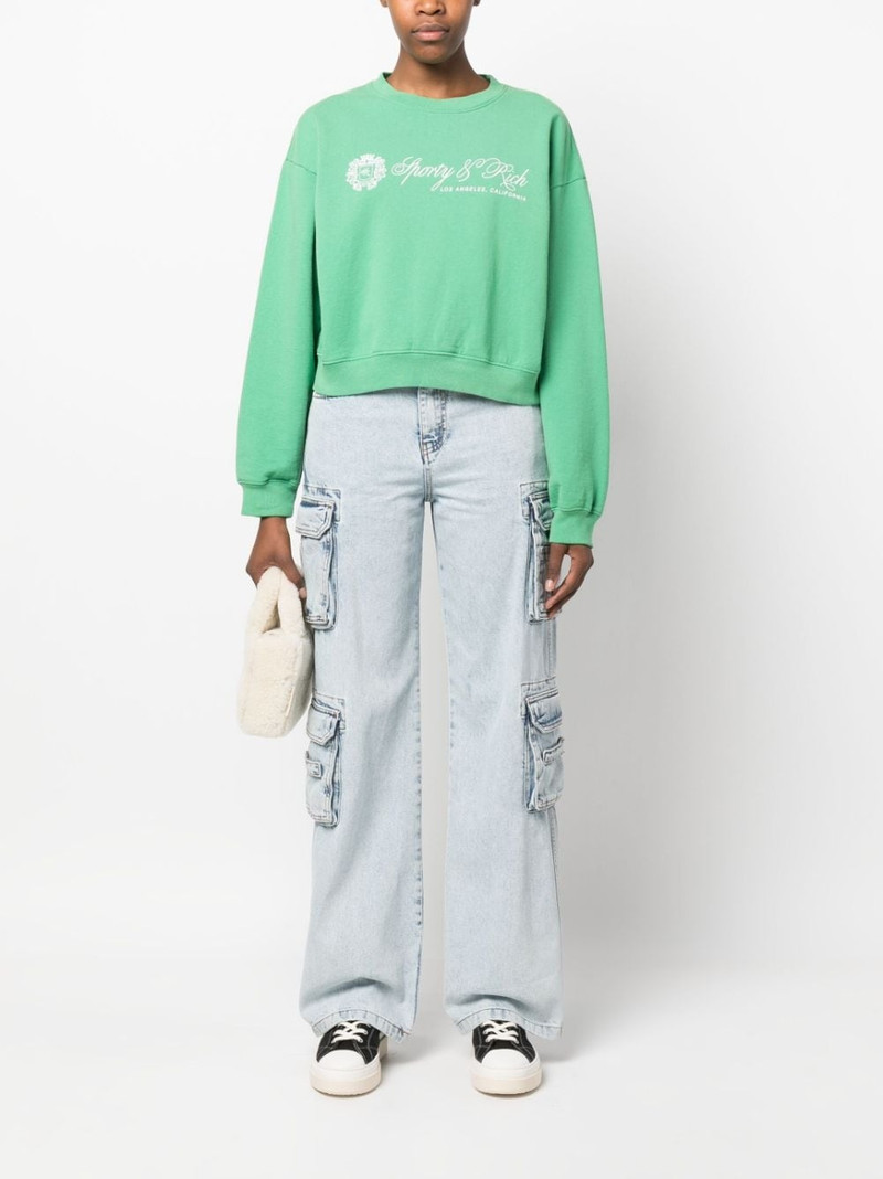 Sporty & Rich logo-print cropped sweatshirt outlook
