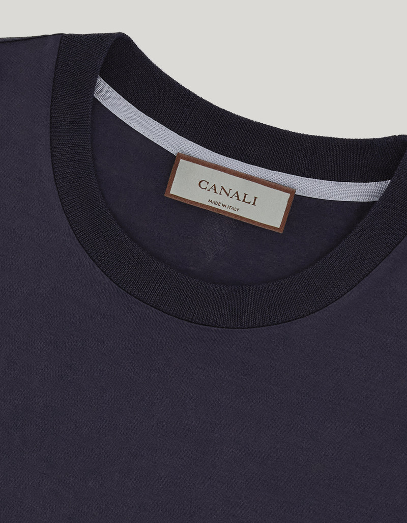 SOFT-TOUCH NAVY BLUE COTTON JERSEY T-SHIRT 5