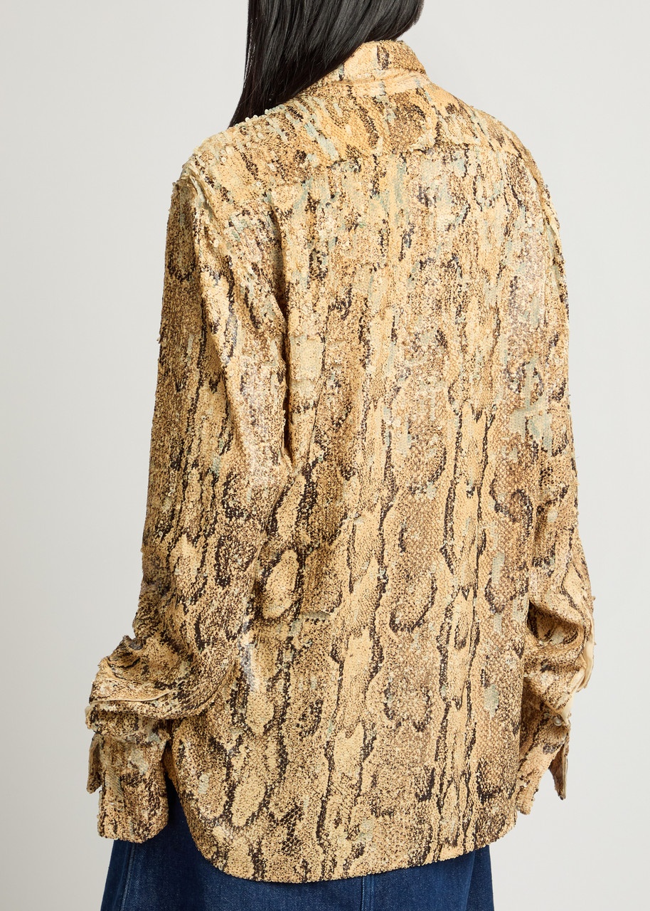 Dries Van Noten Celine Python-print Sequin-embellished Shirt - 3