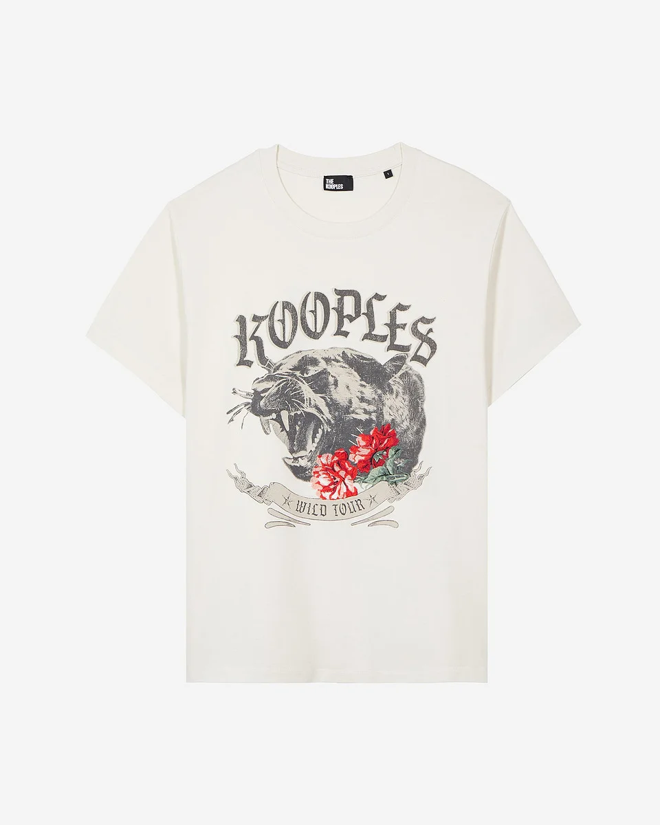 T-SHIRT WITH ECRU SCREEN PRINT - 1