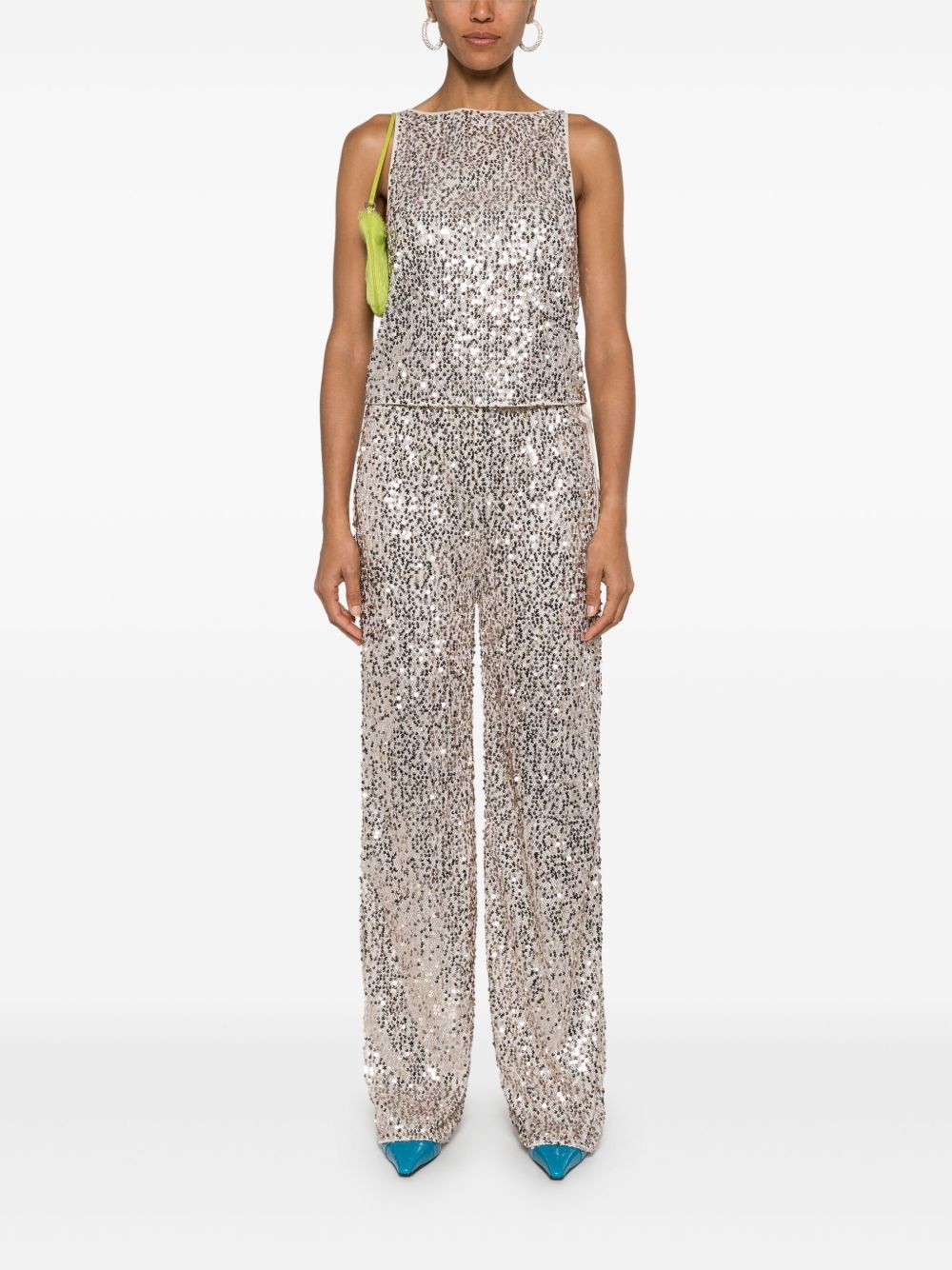sequinned mesh tank top - 2