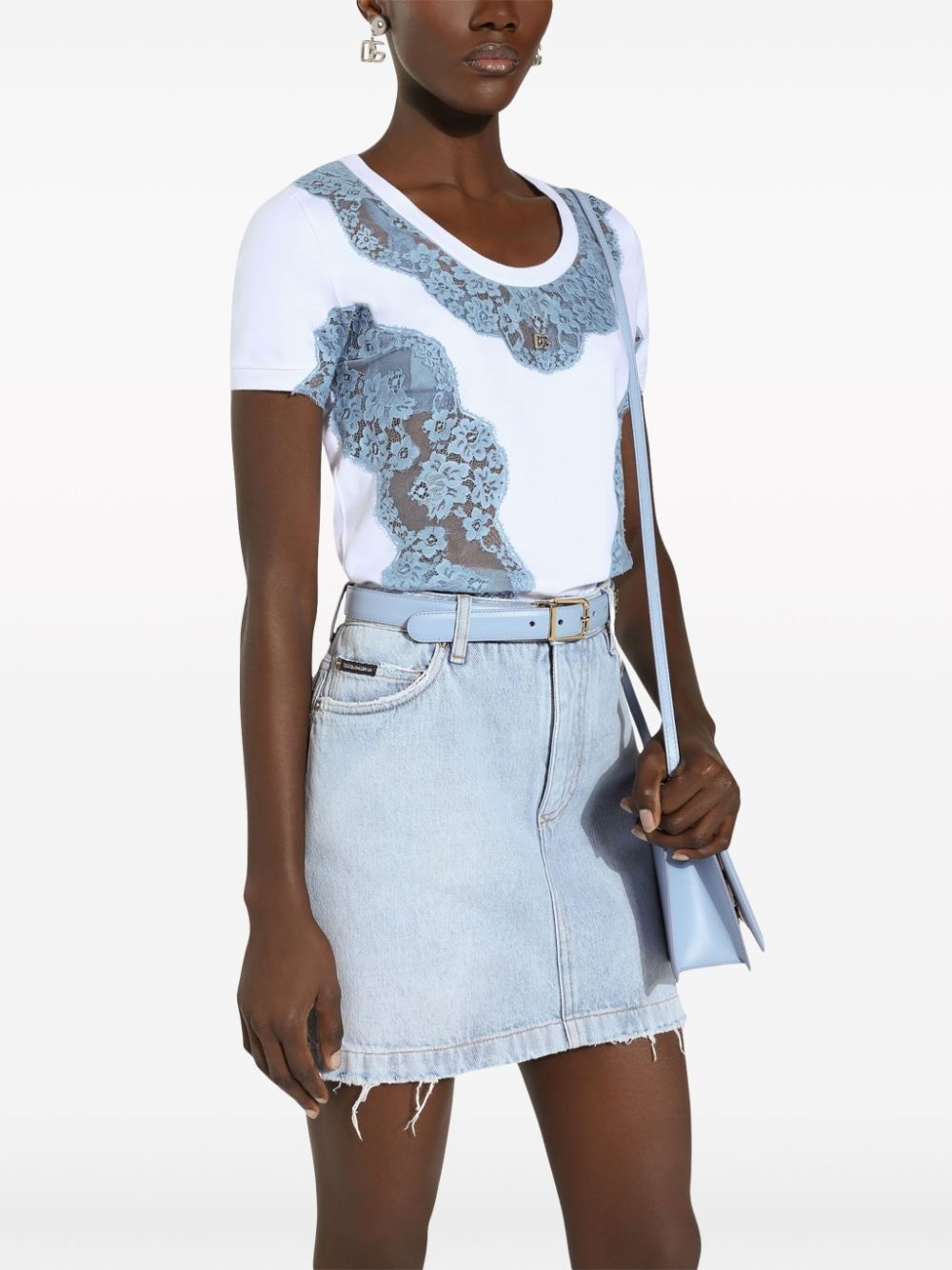 logo-plaque denim skirt - 5
