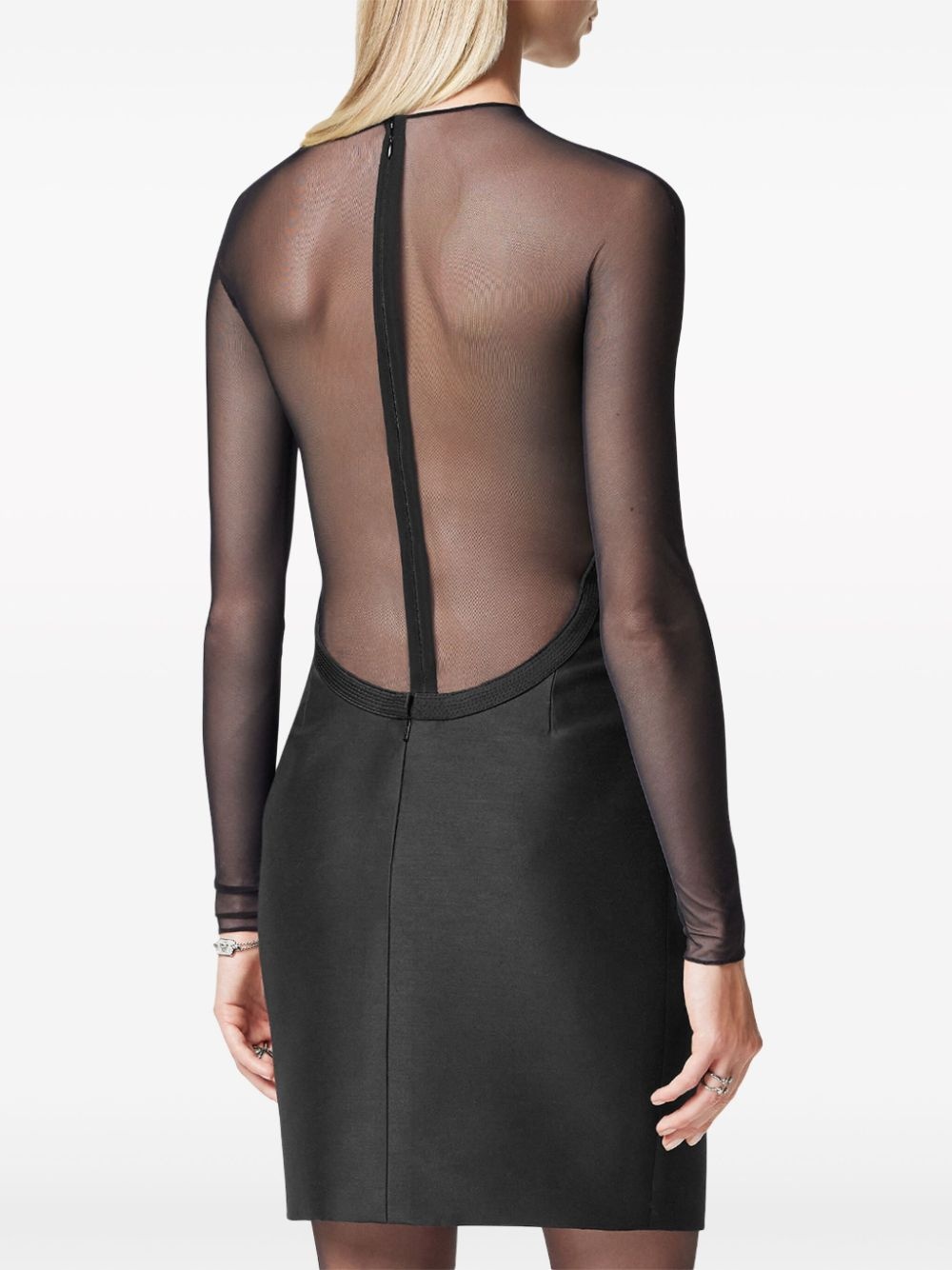 logo-plaque silk dress - 3