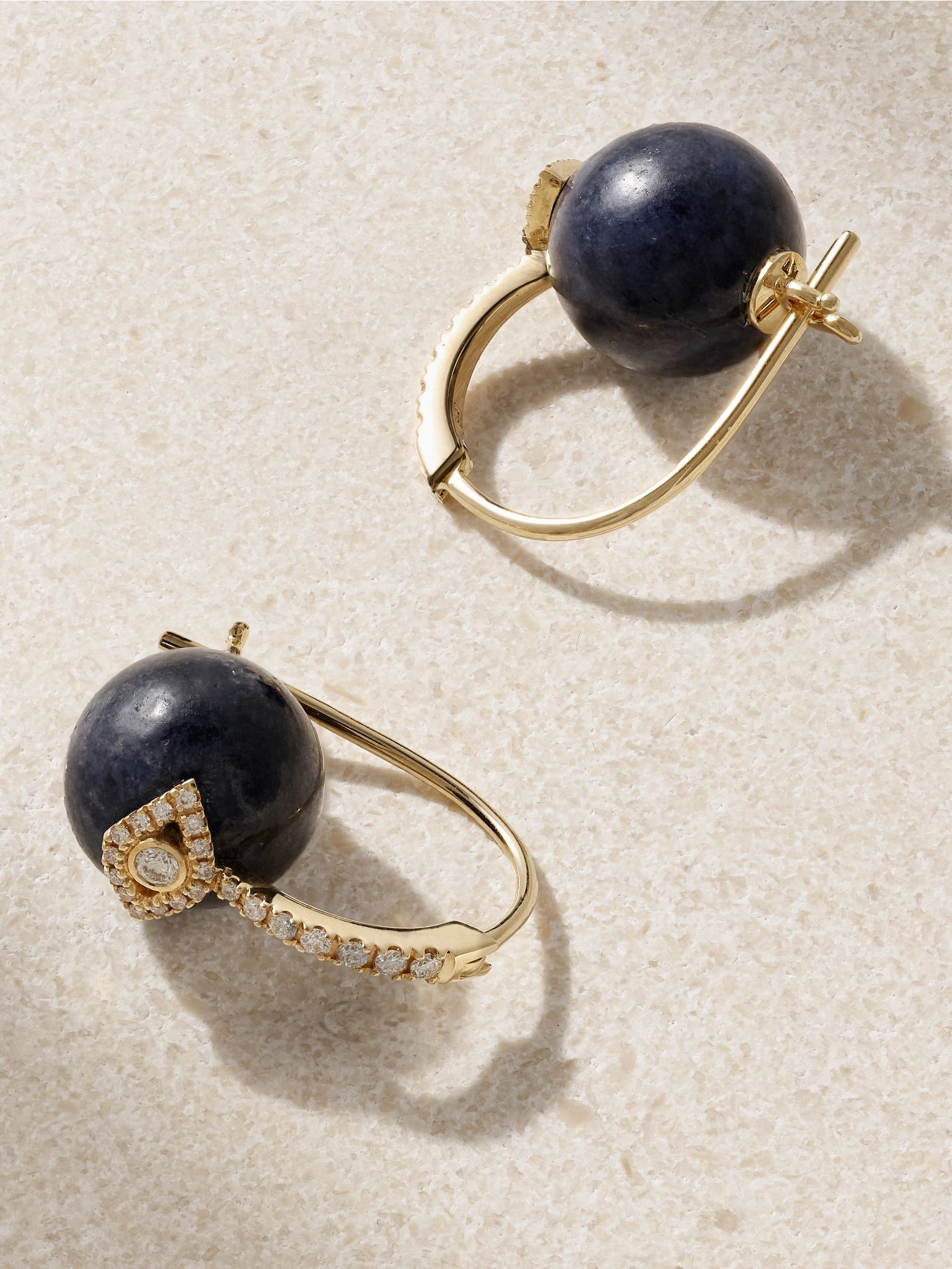 Evil Eye 14-karat gold, sapphire and diamond earrings Black - 3