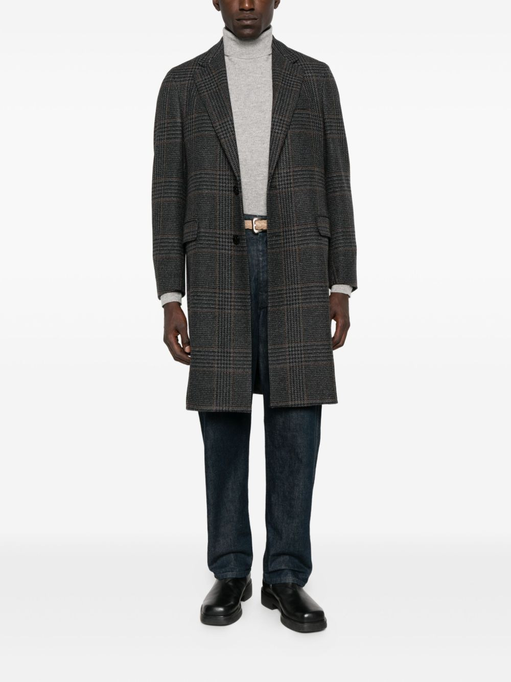 checked wool coat - 2