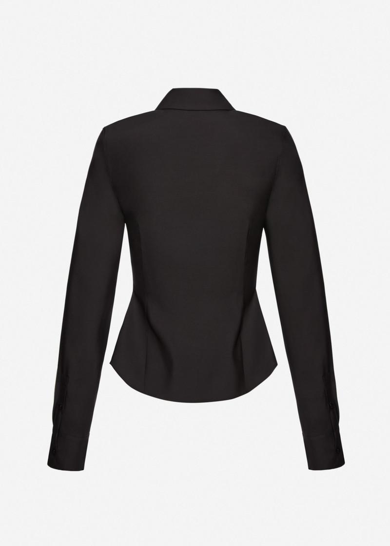 Tailored wool shirt in black 2