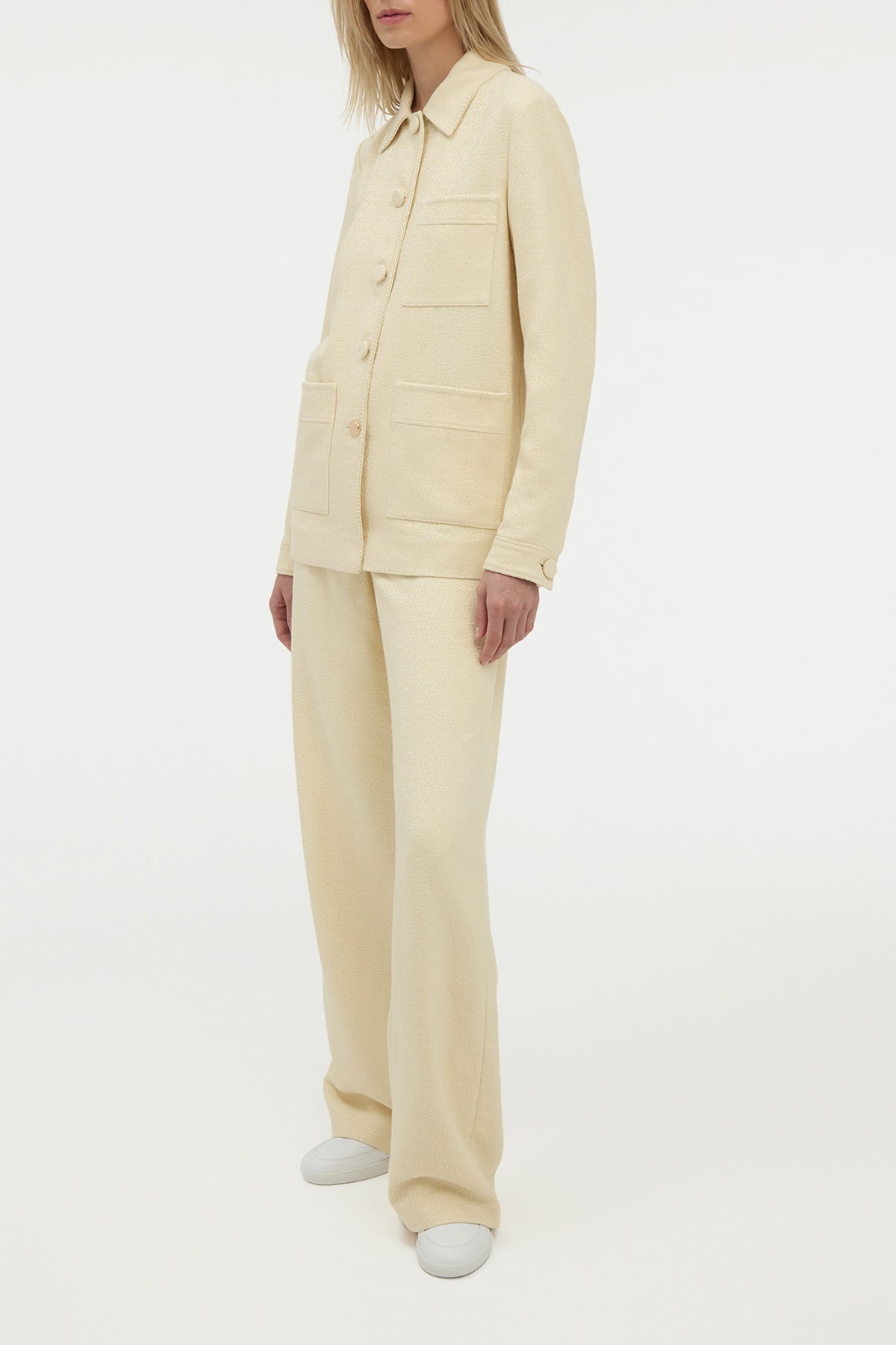 Ulu Chore Jacket in Ivory Silk Tweed - 3