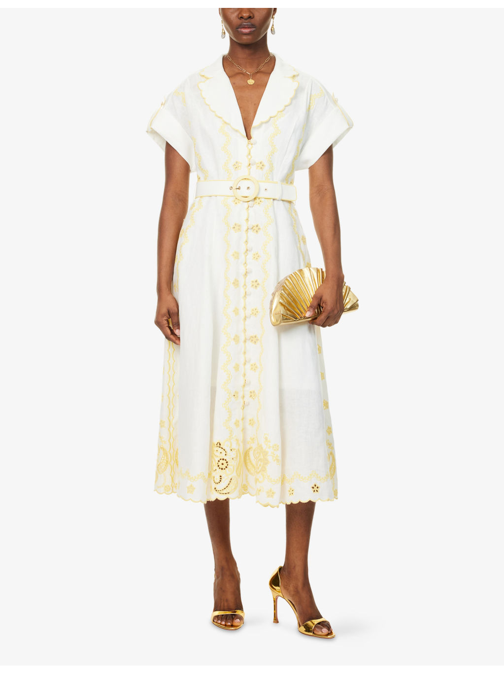 Lucky Embroidered Linen Midi Dress - 2