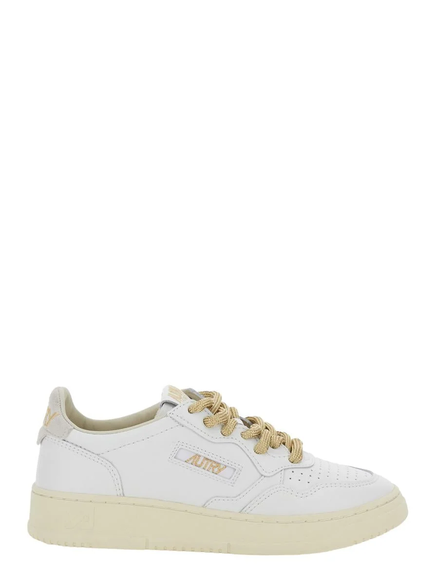 Autry “Medalist” White Low Top Sneakers With Lace-Up Closure In Leather Woman - 1