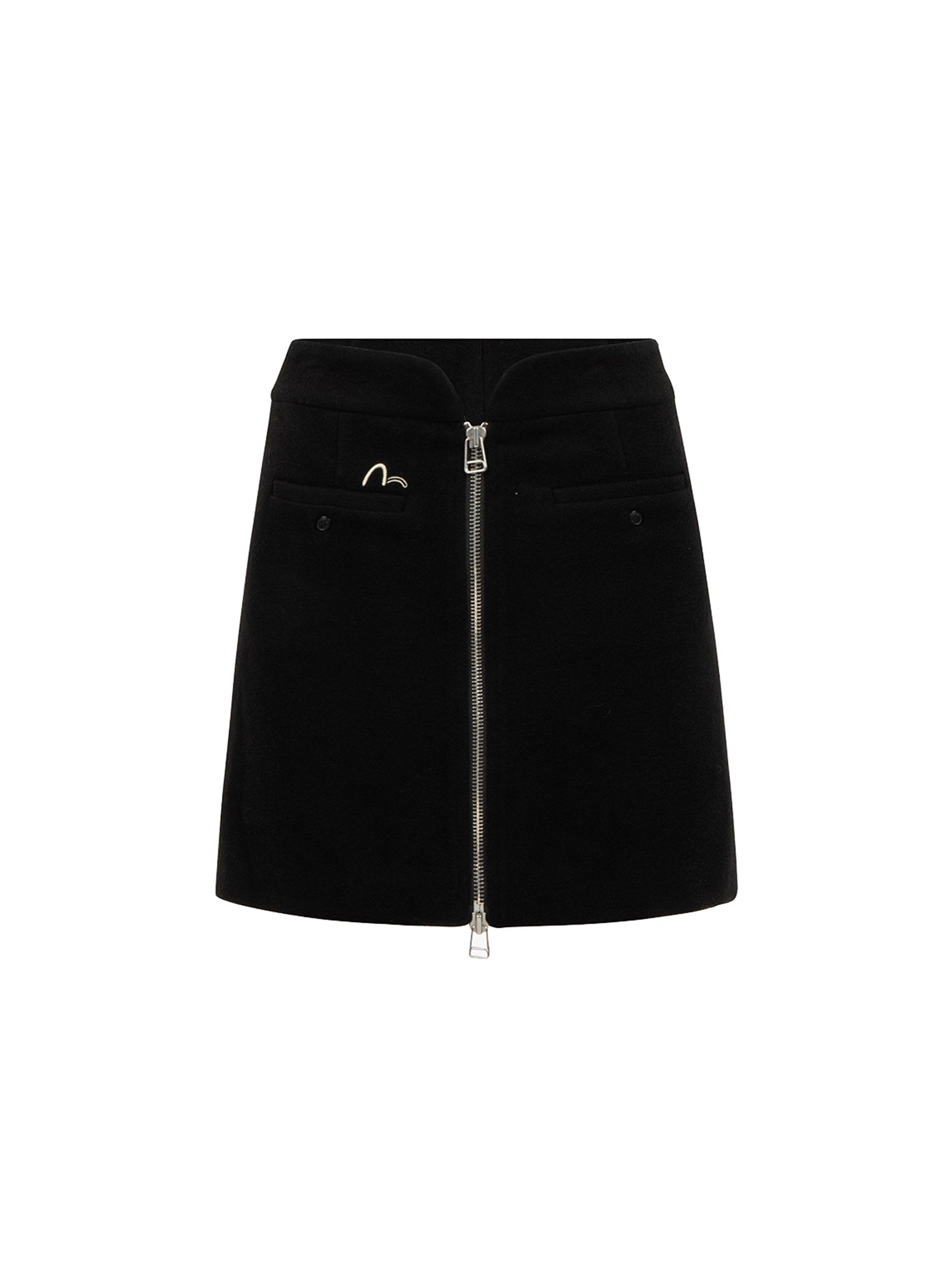 Slogan Embroidered Waistband Skirt - 11