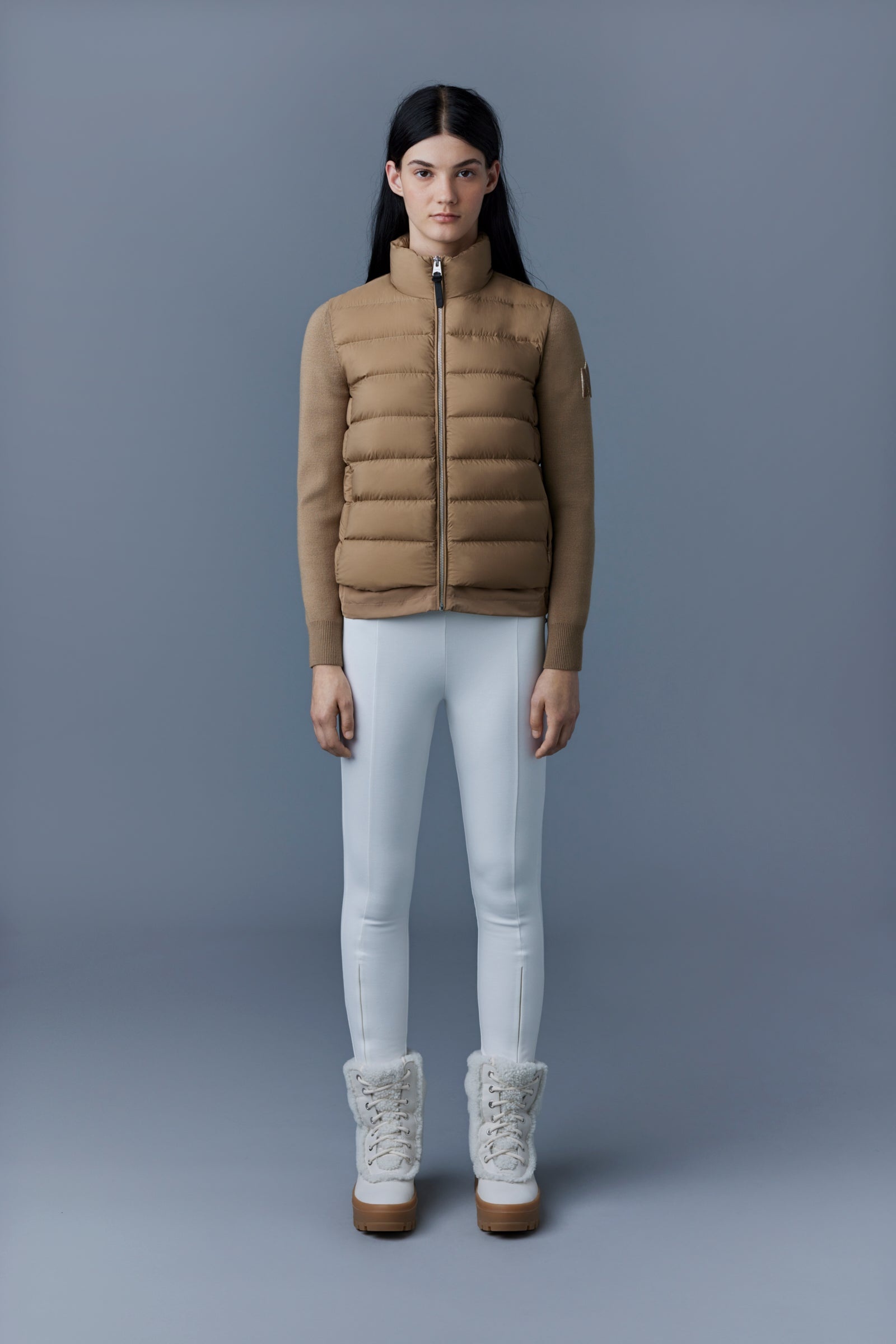 OCEANE Recycled hybrid jacket with rib knit sleeves - 2