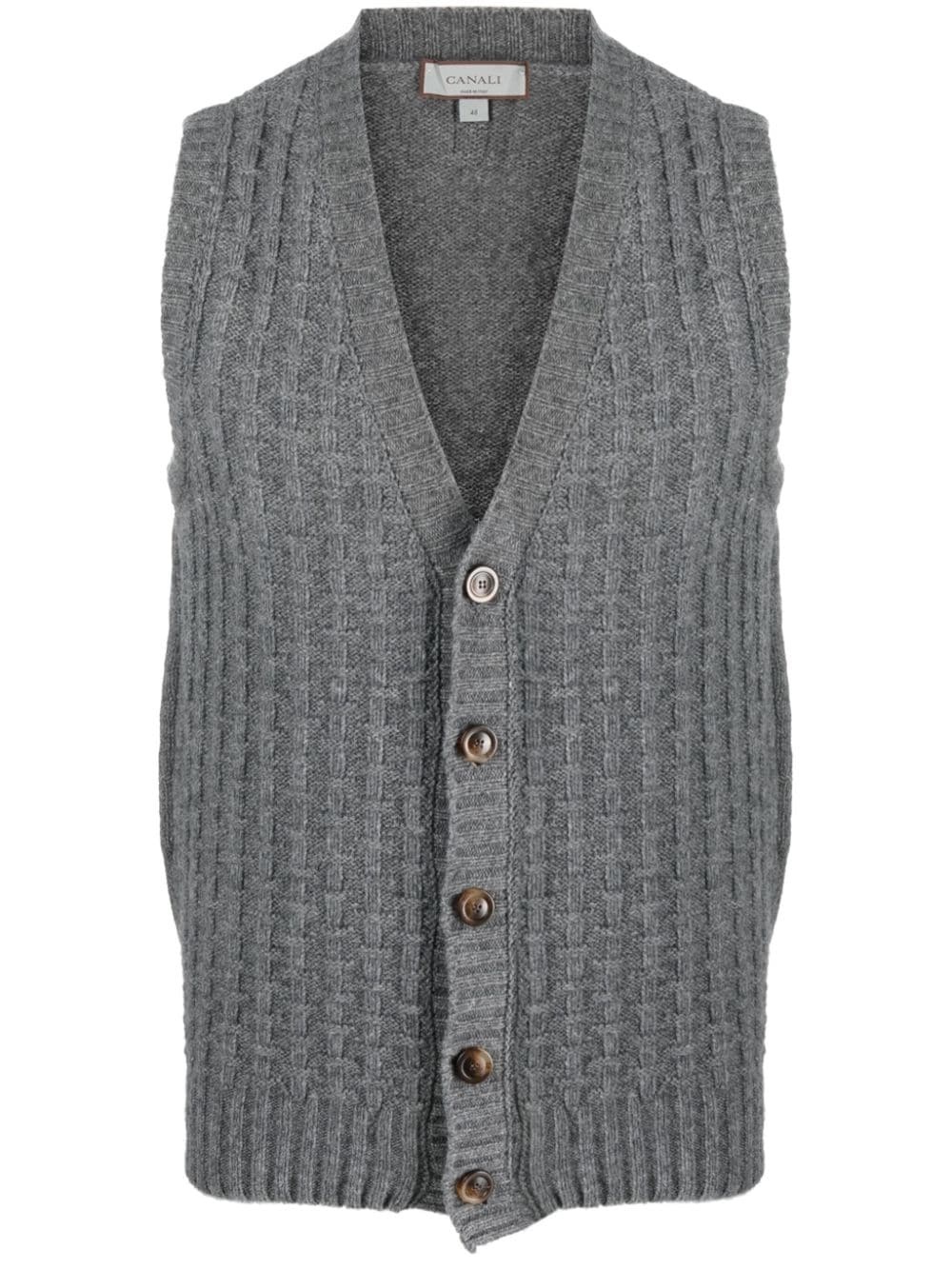 ribbed wool-blend vest - 1
