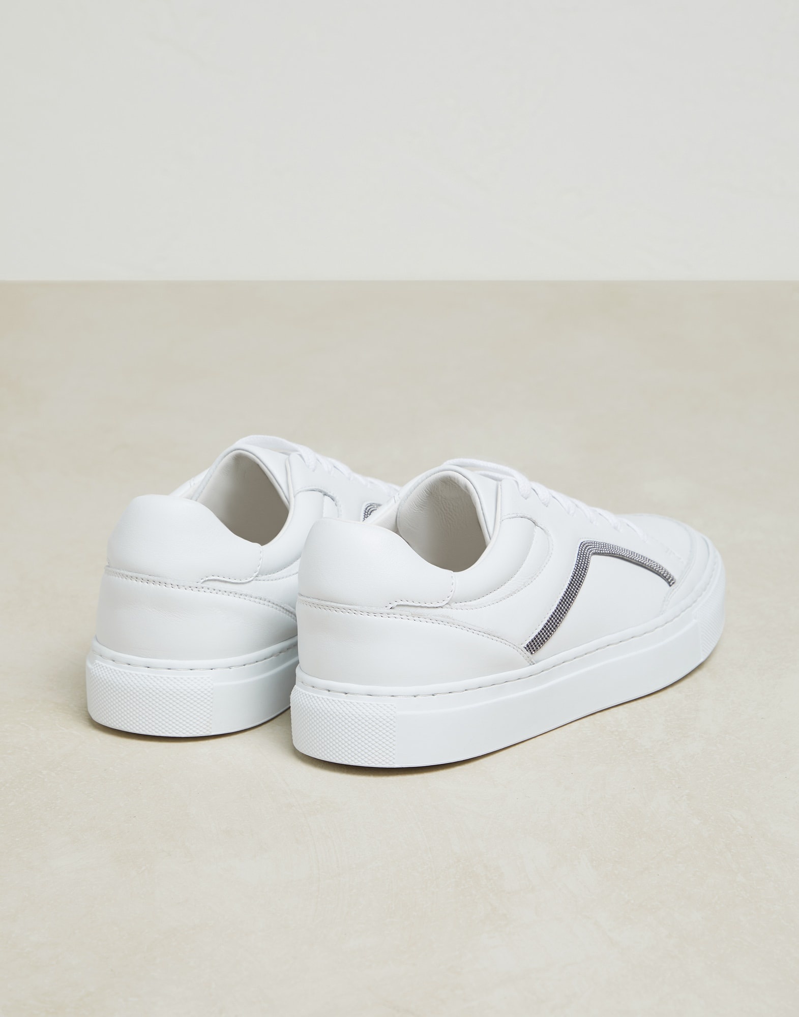 Matte calfskin sneakers with precious contour - 3