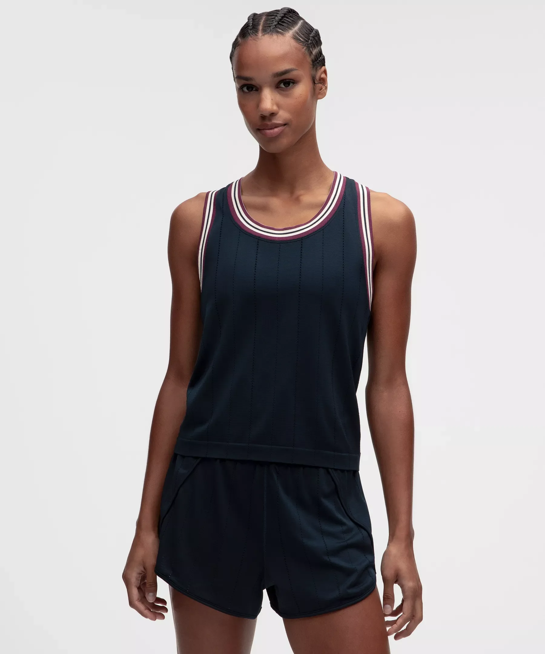 Seamless Stripe Trim Tank Top - 1