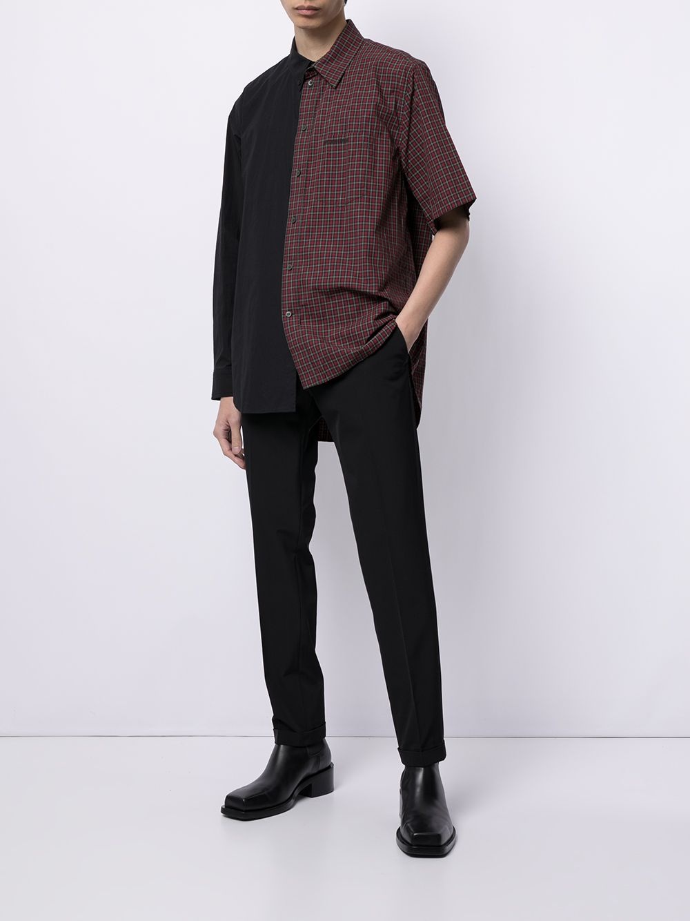 asymmetric two-tone shirt - 2