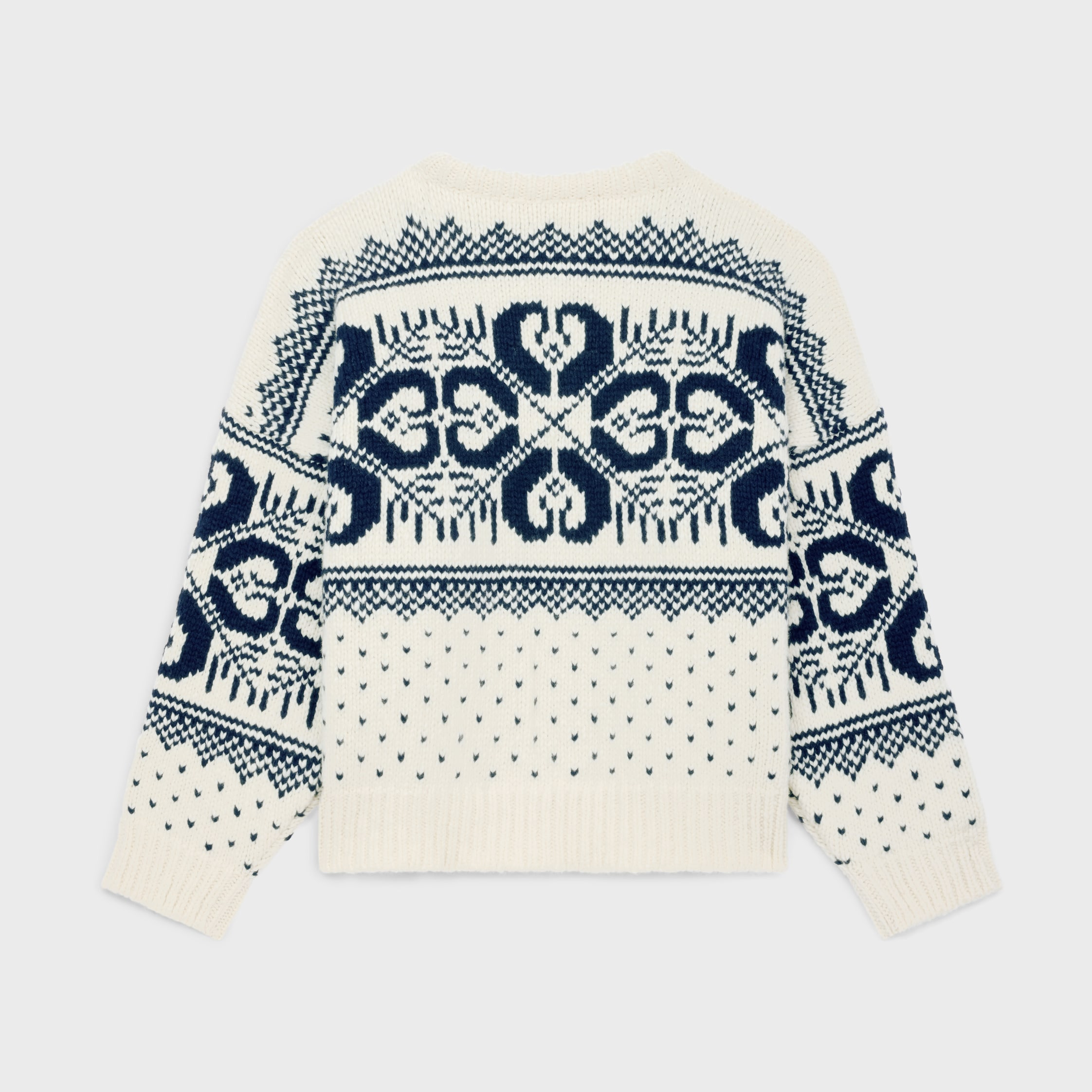 crew neck sweater in fair isle wool and cashmere - 2