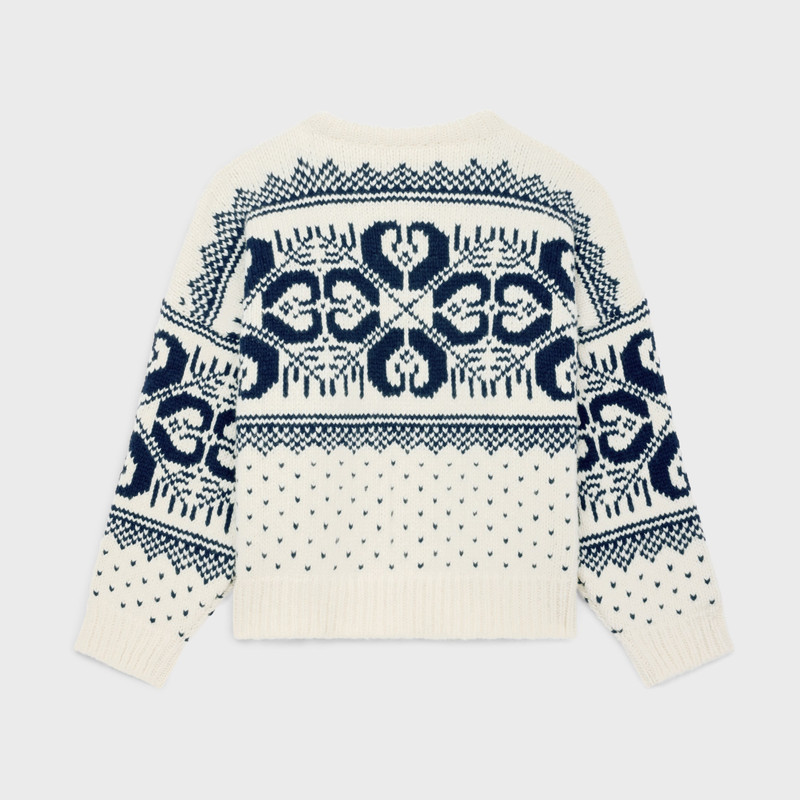 CELINE crew neck sweater in fair isle wool and cashmere outlook