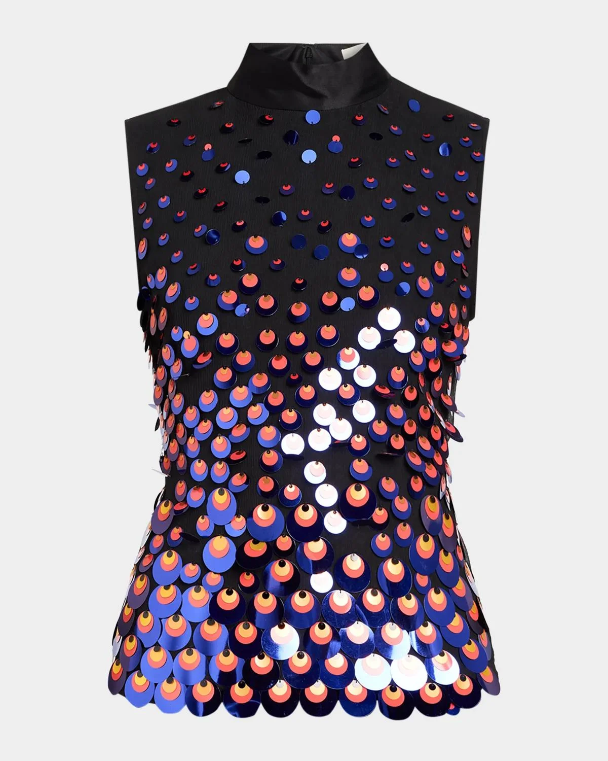 Degrade Embellished Silk Plisse Tank Top - 1