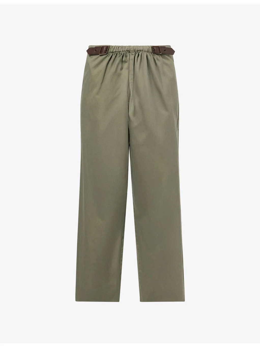 Belted Wide-Leg Cotton Trousers - 1