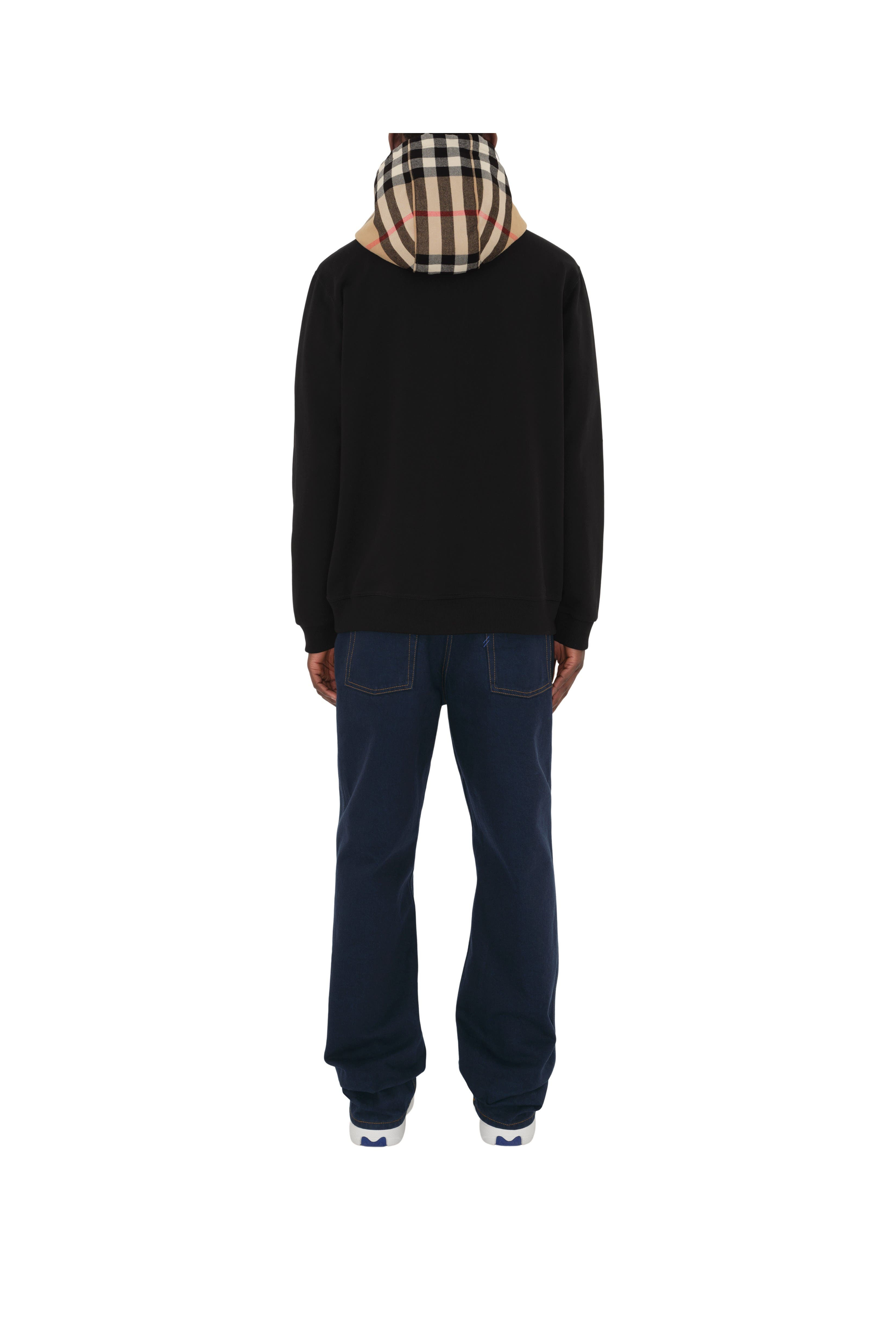 burberry Check Hood Cotton Blend Zip Hoodie in Black/birch Brown at Nordstrom - 4
