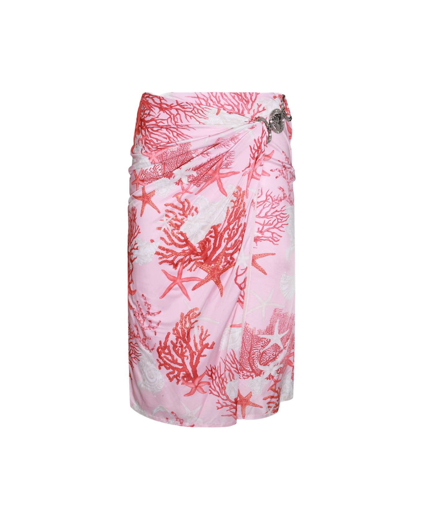 Pink And Whte Viscose Skirt - 1
