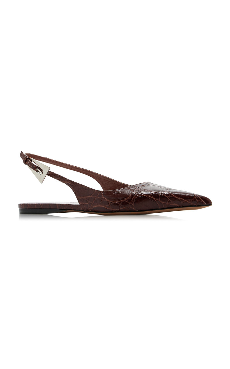 Jessica Croc-Effect Leather Slingback Flats burgundy 4