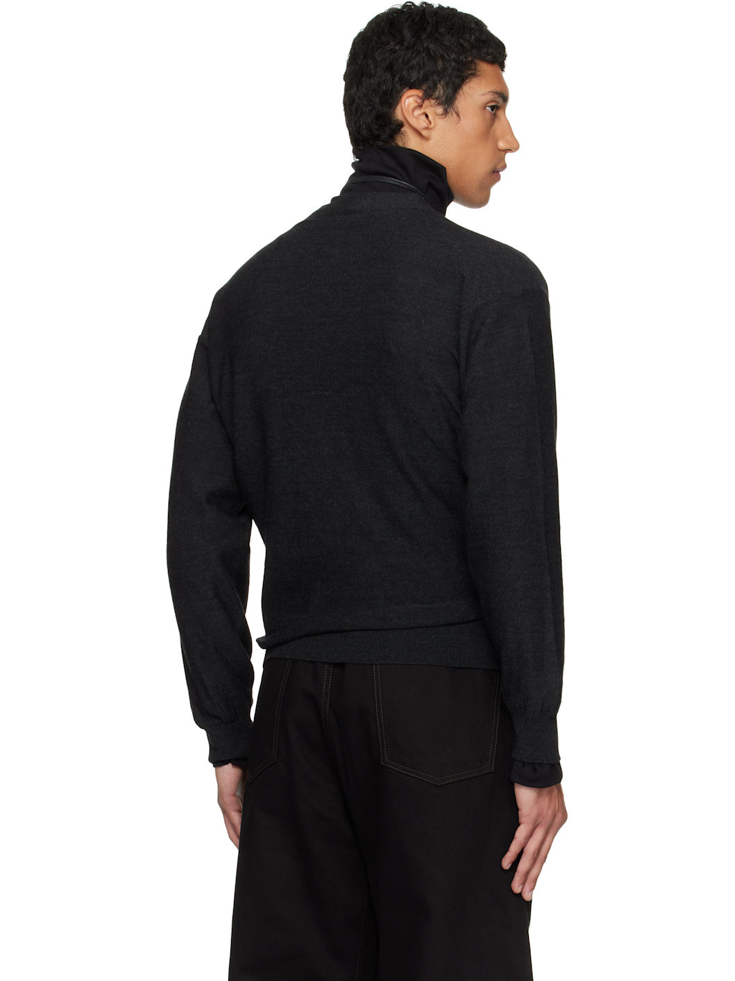 Gray Relaxed Twisted Cardigan - 3