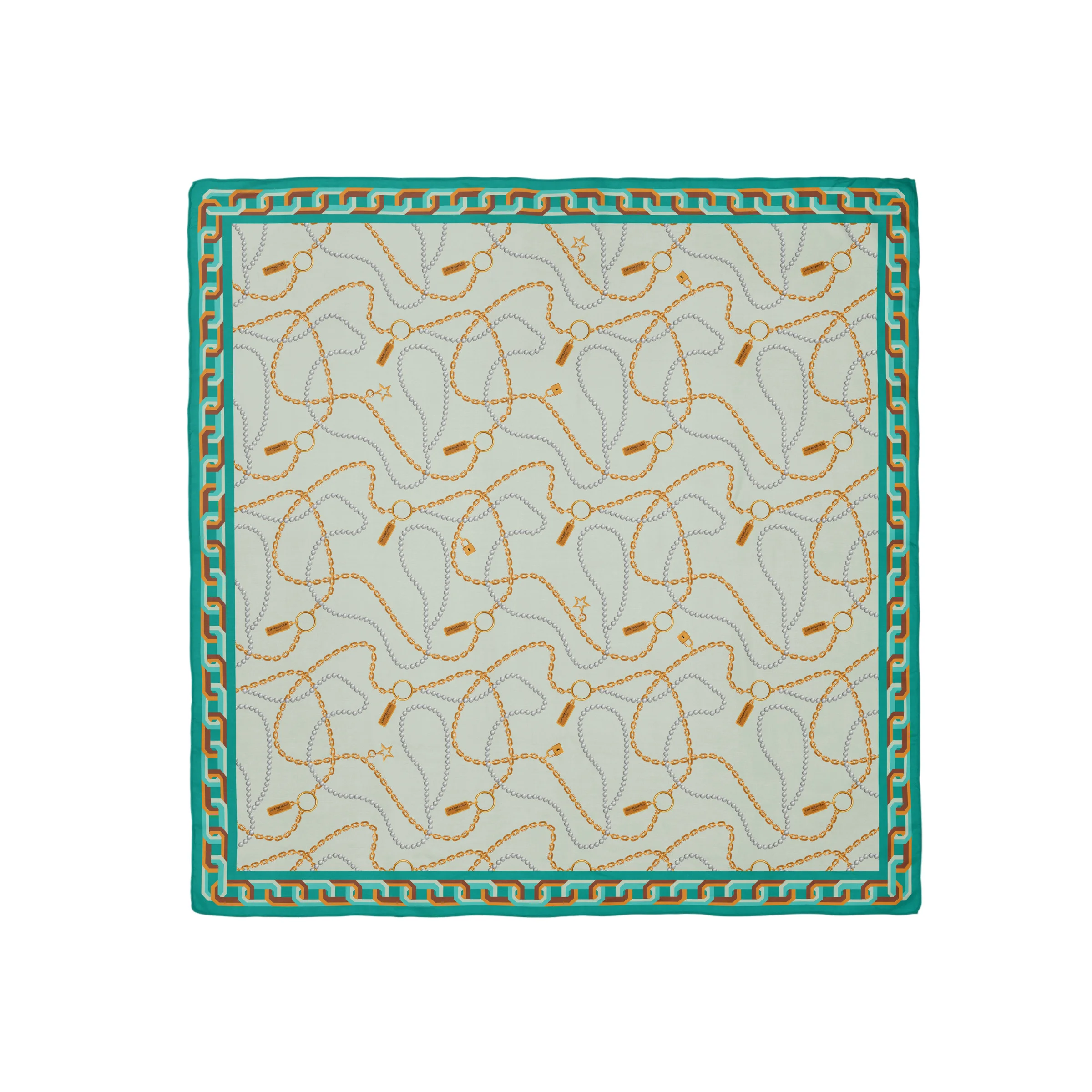 Heritage Chain and Pearls Silk Square Scarf - 1