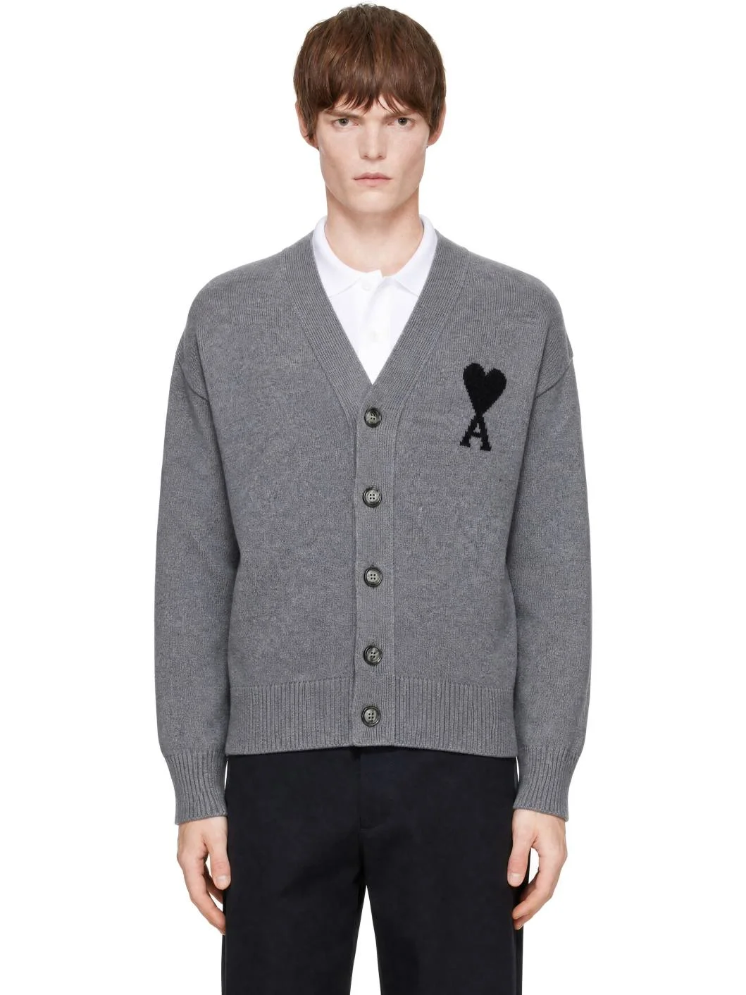 Gray V-Neck Ami de Coeur Cardigan - 1