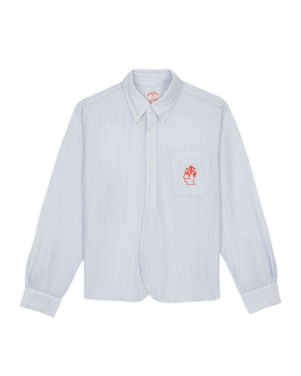 Brooks Brothers California Half Placket Oxford Button Up Shirt - Ice - 1